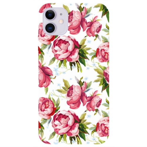 Apple iPhone 11  Pink Roses Transparent Silicone TPU Θήκη