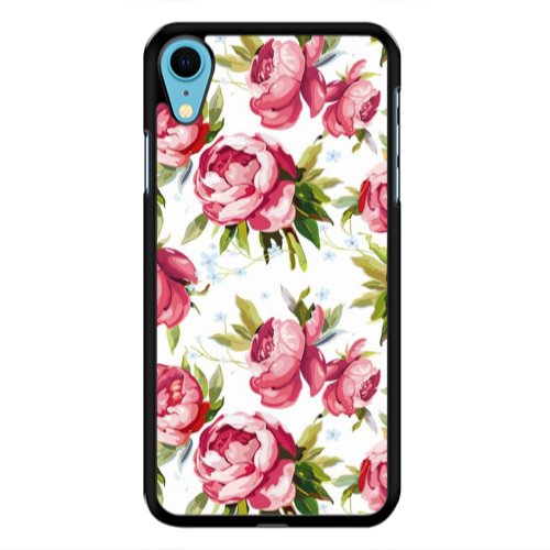 Apple iPhone Xr Pink Roses Black Glossy Θήκη