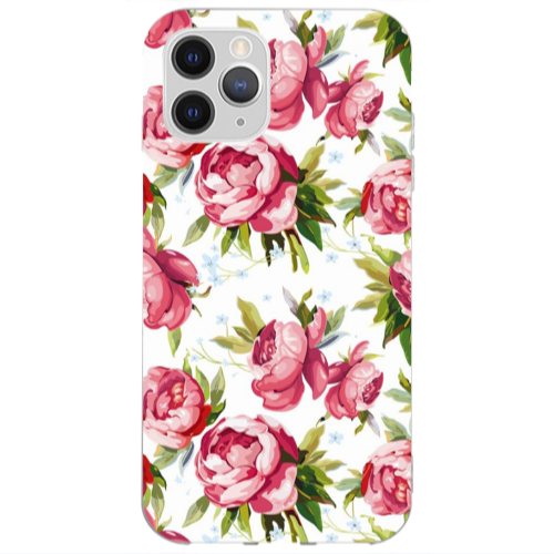 Apple iPhone 13 Pro Max Pink Roses Transparent Silicone TPU Θήκη