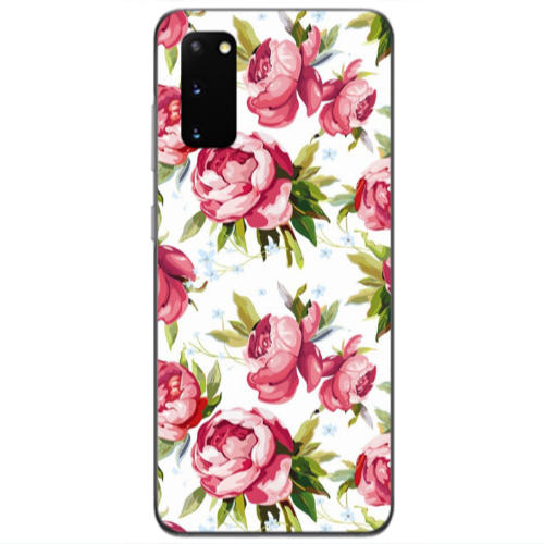 Samsung S20 Pink Roses Transparent Silicone TPU Θήκη