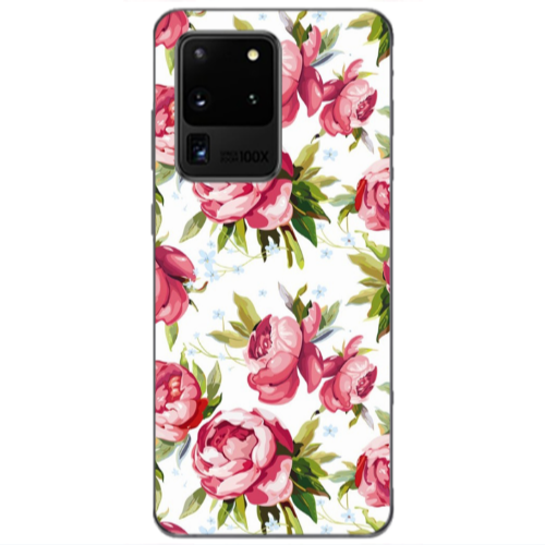 Samsung S20 Ultra Pink Roses Transparent Silicone TPU Θήκη