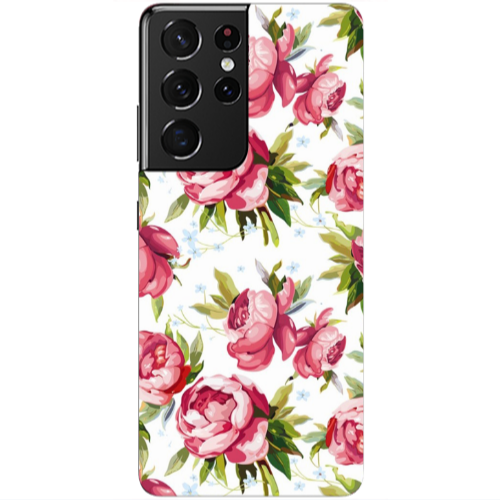 Samsung S21 Ultra Pink Roses Transparent Silicone TPU Θήκη