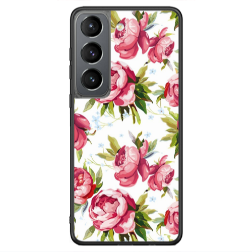 Samsung S21 Ultra Pink Roses Black Glossy Θήκη