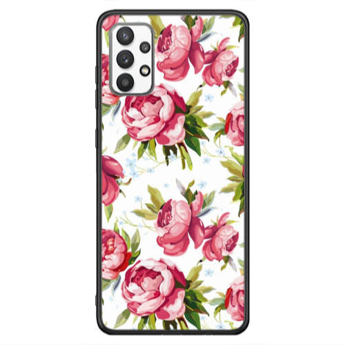 Samsung A13 4G Pink Roses Black Glossy Θήκη