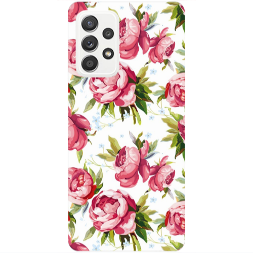Samsung A53 Pink Roses Transparent Silicone TPU Θήκη