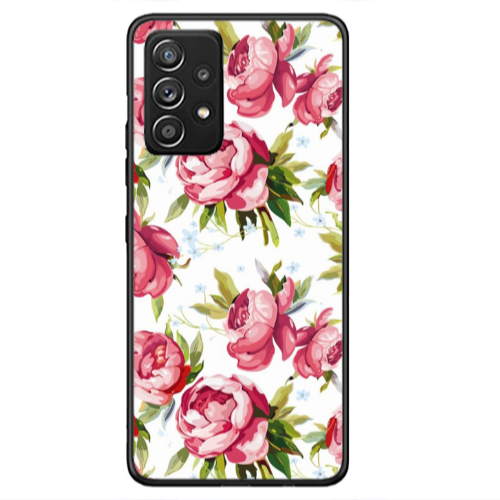 Samsung A53 Pink Roses Black Glossy Θήκη
