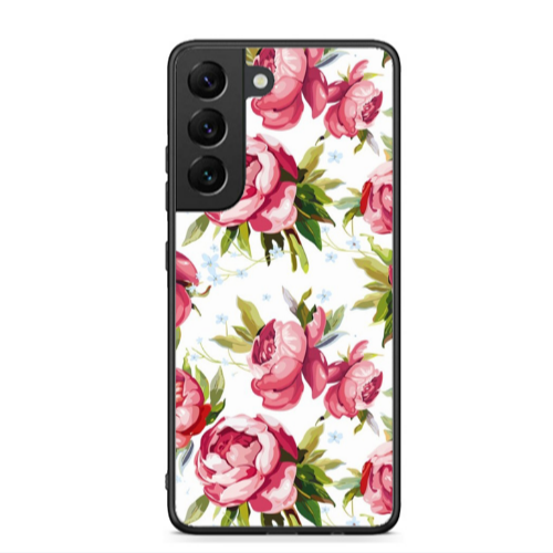Samsung S22 Plus Pink Roses Black Glossy Θήκη