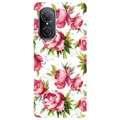 Huawei Nova 9 SE Pink Roses Transparent Silicone TPU Θήκη