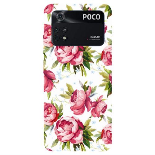 Xiaomi Poco M4 Pro 4G Pink Roses Transparent Silicone TPU Θήκη