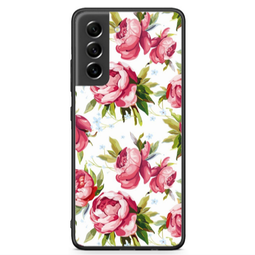 Samsung S21 FE Pink Roses Black Glossy Θήκη