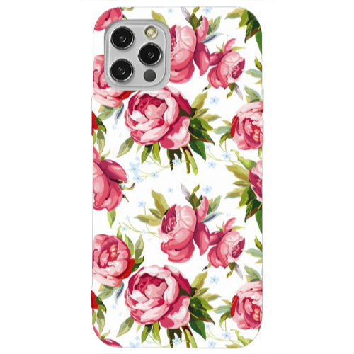 Apple iPhone 12 Pro Pink Roses Transparent Silicone TPU Θήκη