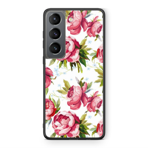 Samsung S21 PLUS Pink Roses Black Glossy Θήκη