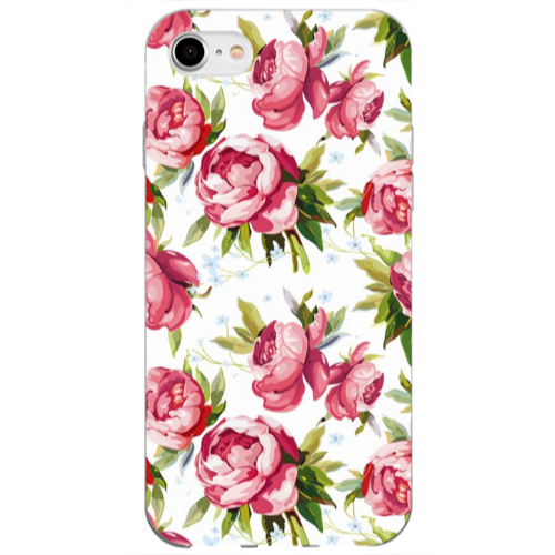 Apple iPhone 7 Pink Roses Transparent Silicone TPU Θήκη