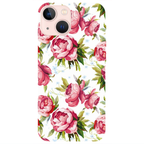 Apple iPhone 13 Mini Pink Roses Transparent Silicone TPU Θήκη