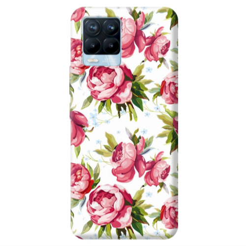 Realme 8 Pro Pink Roses Transparent Silicone TPU Θήκη
