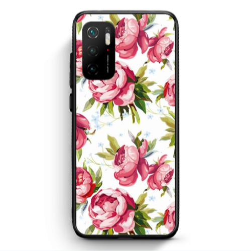 Xiaomi Poco M3 Pro Pink Roses Black Glossy Θήκη