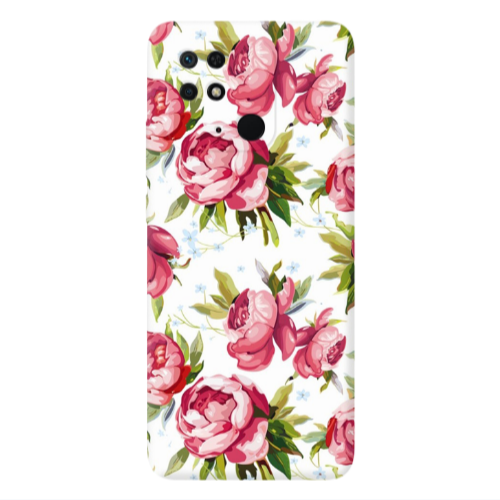 Xiaomi Poco C40 Pink Roses Transparent Silicone TPU Θήκη