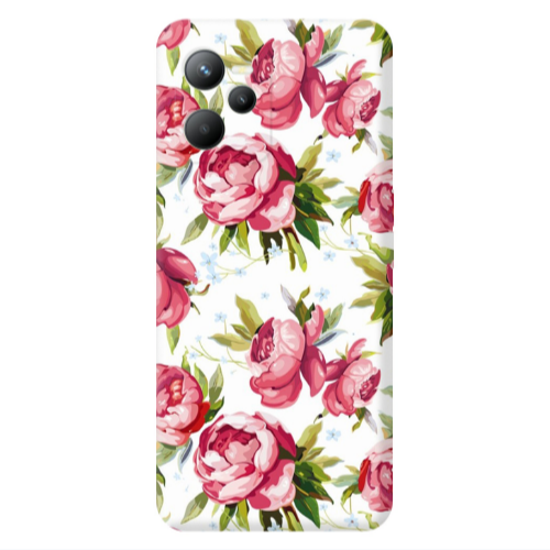 Realme C35 Pink Roses Transparent Silicone TPU Θήκη