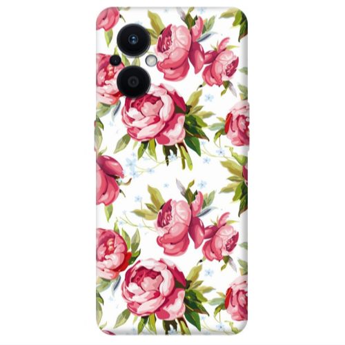 Oppo Reno 7 Lite Pink Roses Transparent Silicone TPU Θήκη