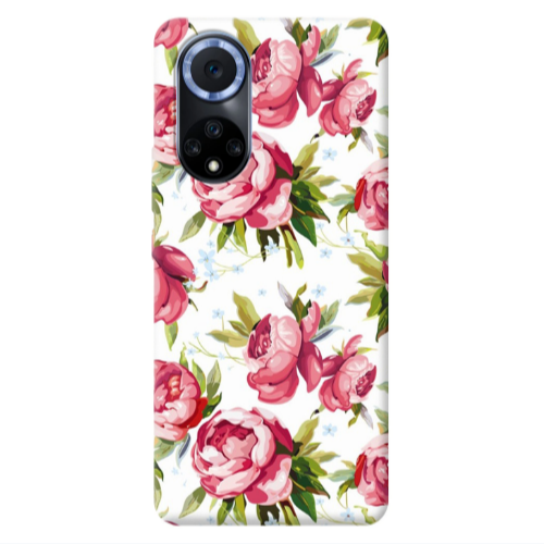 Huawei Nova 9 Pink Roses Transparent Silicone TPU Θήκη