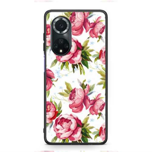 Huawei Nova 9 Pink Roses Black Glossy Θήκη