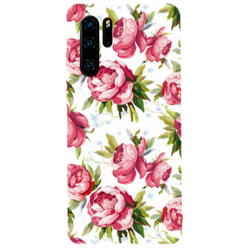 Huawei P30 Pro Pink Roses Transparent Silicone TPU Θήκη