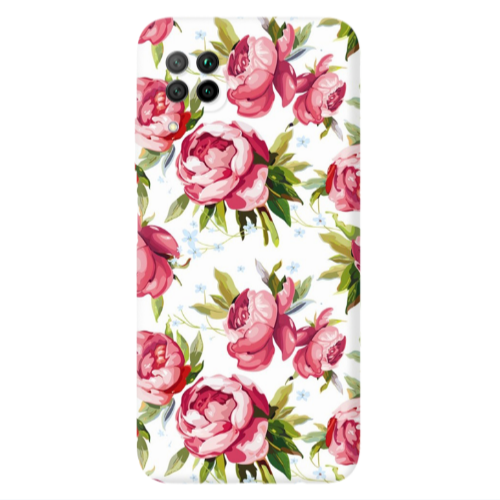 Huawei P40 Lite Pink Roses Transparent Silicone TPU Θήκη