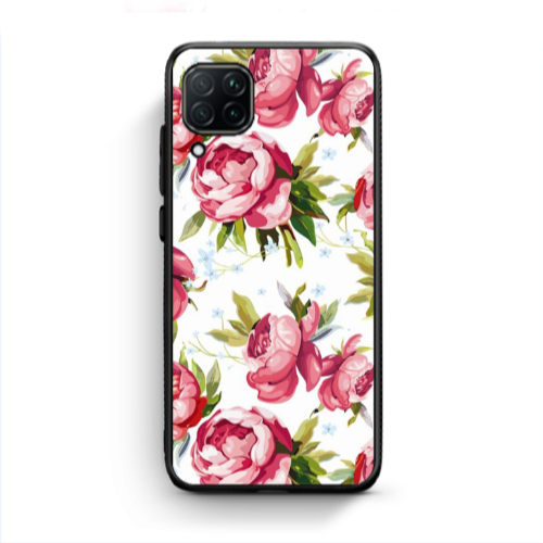 Huawei P40 Lite Pink Roses Black Glossy Θήκη