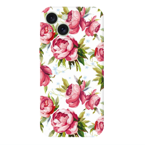 Apple iPhone 15 Plus Pink Roses Transparent Silicone TPU Θήκη