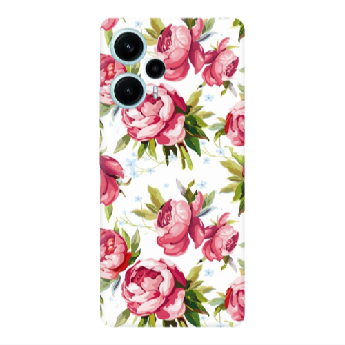 Xiaomi Poco F5 Pink Roses Transparent Silicone TPU Θήκη