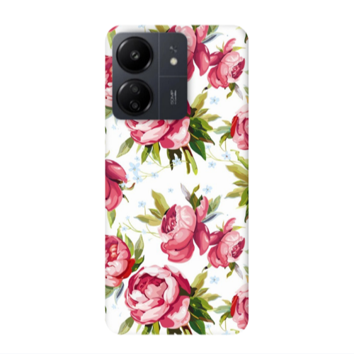 Xiaomi Redmi 13C Pink Roses Transparent Silicone TPU Θήκη