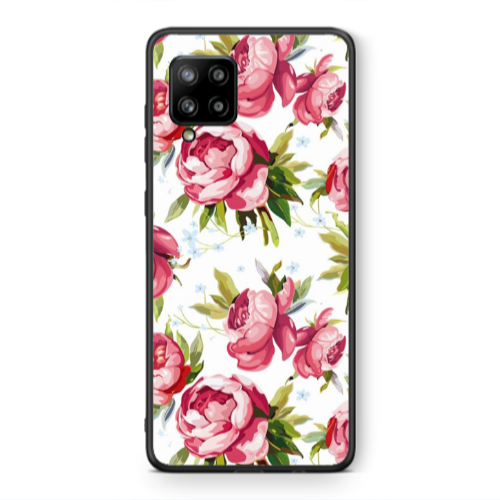 Samsung A42 5G Pink Roses Black Glossy Θήκη