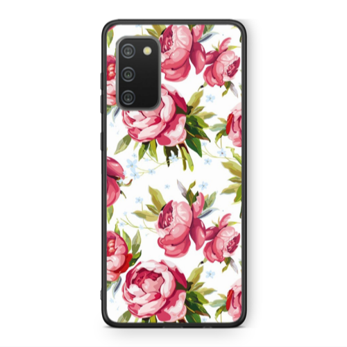 Samsung A02s Pink Roses Black Glossy Θήκη