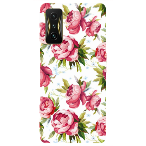 Xiaomi Poco F4 Gt Pink Roses Transparent Silicone TPU Θήκη