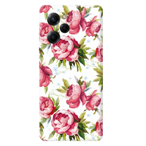 Xiaomi Poco X5 Pro Pink Roses Transparent Silicone TPU Θήκη