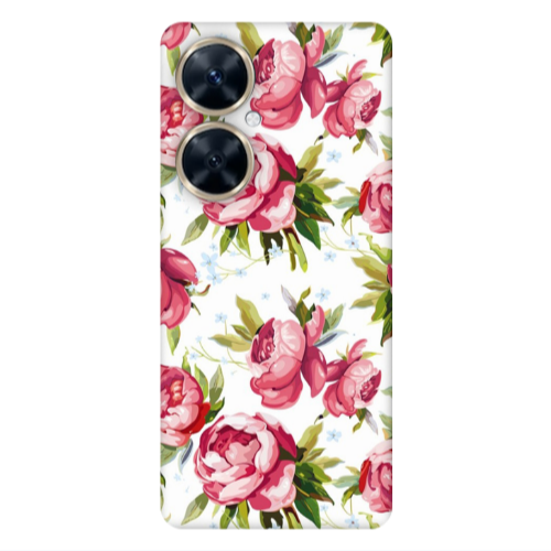 Huawei Nova 11i Pink Roses Transparent Silicone TPU Θήκη