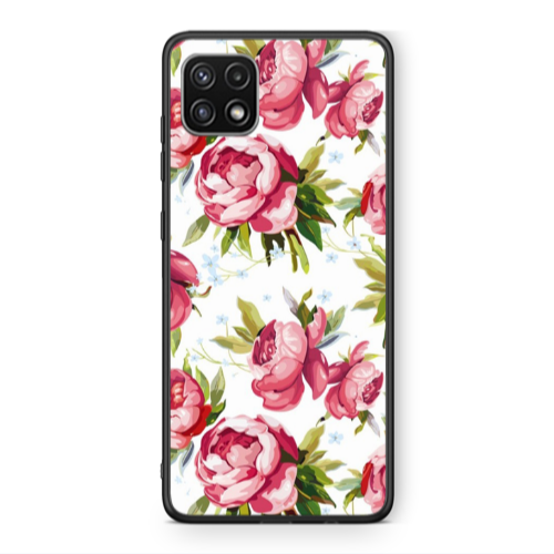 Samsung A22 5G Pink Roses Black Glossy Θήκη