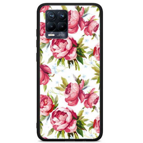 Realme 8 i Pink Roses Black Glossy Θήκη