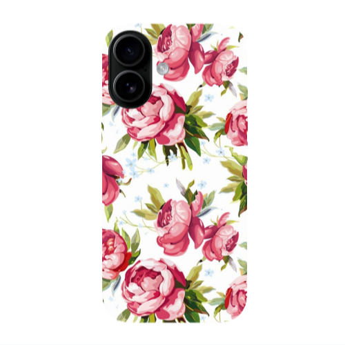 Apple Iphone 16 Pink Roses Transparent Silicone TPU Θήκη