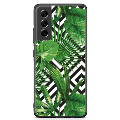 Samsung S21 FE Green Laves arrow Black Glossy Θήκη