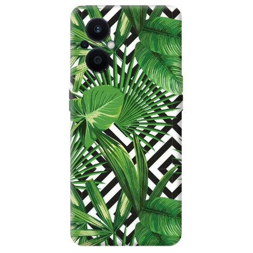 Oppo Reno 7 Lite Green Laves arrow Transparent Silicone TPU Θήκη