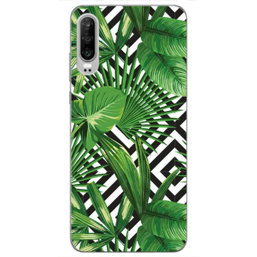 Huawei P30 Green Laves arrow Transparent Silicone TPU Θήκη