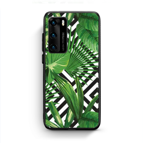Huawei P40 Green Laves arrow Black Glossy Θήκη