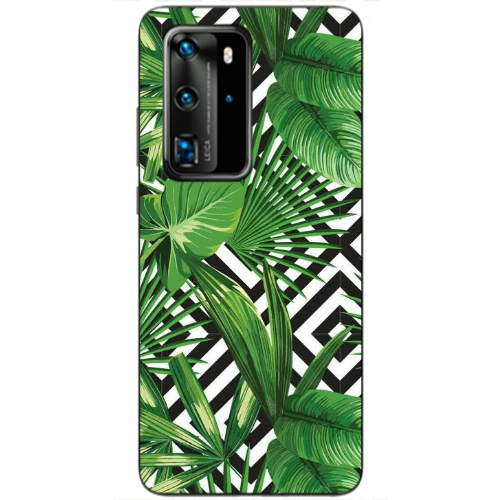 Huawei P40 Pro Green Laves arrow Transparent Silicone TPU Θήκη
