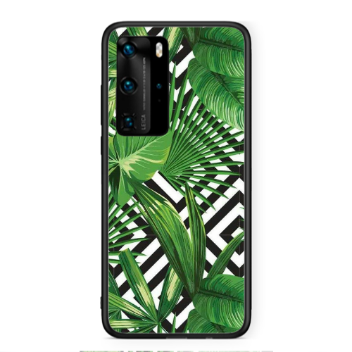 Huawei P40 Pro Green Laves arrow Black Glossy Θήκη