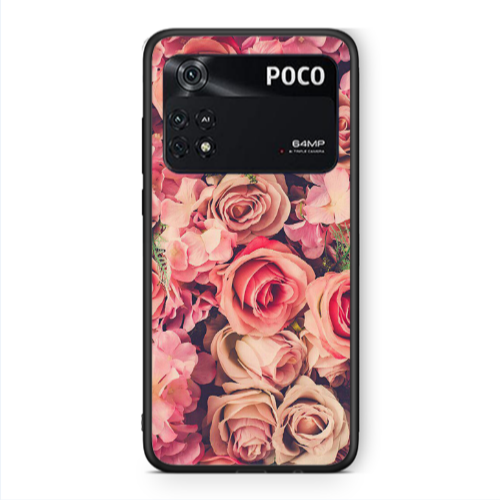 Xiaomi Poco M4 Pro 4G Bud Roses Black Glossy Θήκη