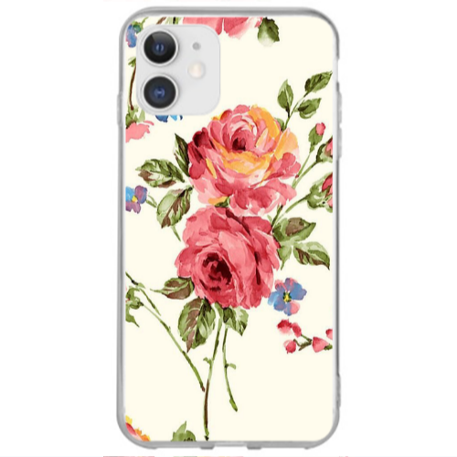 Apple iPhone 12 Violet and rose Transparent Silicone TPU Θήκη