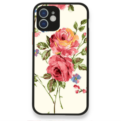 Apple iPhone 12 Violet and rose Black Glossy Θήκη