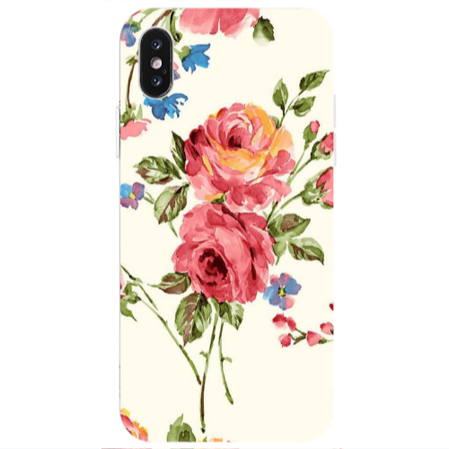 Apple iPhone X Violet and rose Transparent Silicone TPU Θήκη