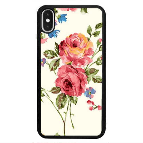 Apple iPhone X Violet and rose Black Glossy Θήκη